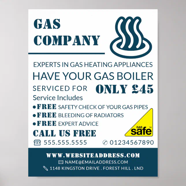 Gas Icon, Gas Engineer & Supplier Advertising Poster | Zazzle