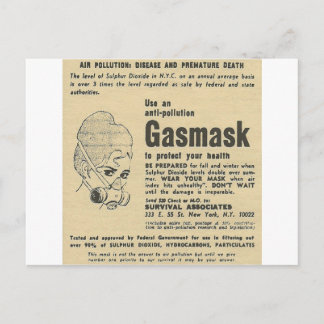 gas mask ad postcard