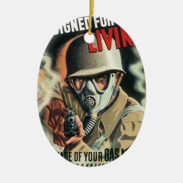 Gas Mask Ceramic Ornament (Front)