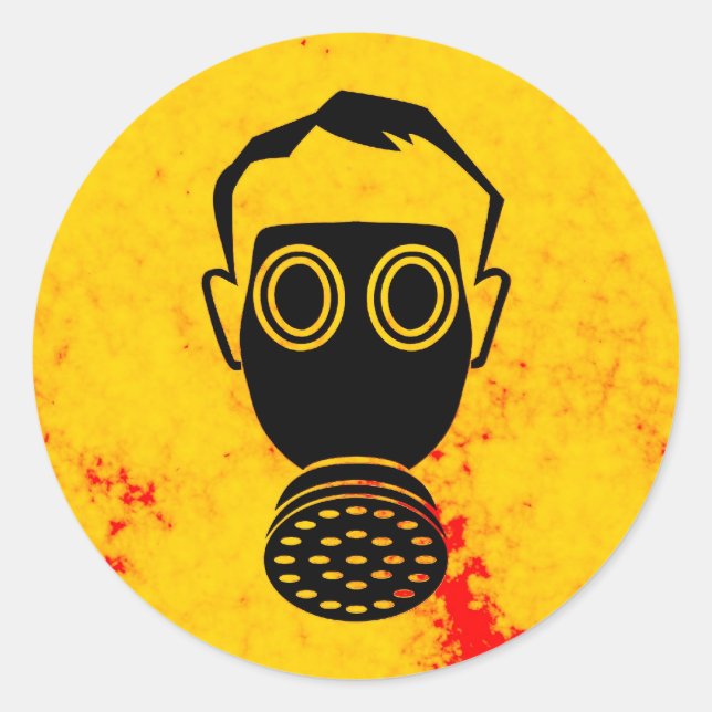gas mask classic round sticker (Front)