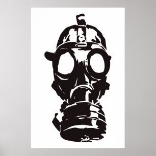 Gas mask drawing, vintage illustration. poster