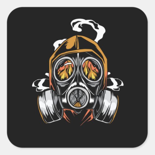 Gas Mask Fire Square Sticker