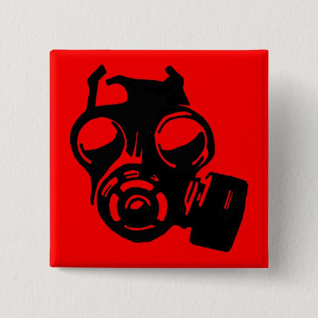 Gas Mask Gasmask Graphic Stencil Button Badge Pin (Front)