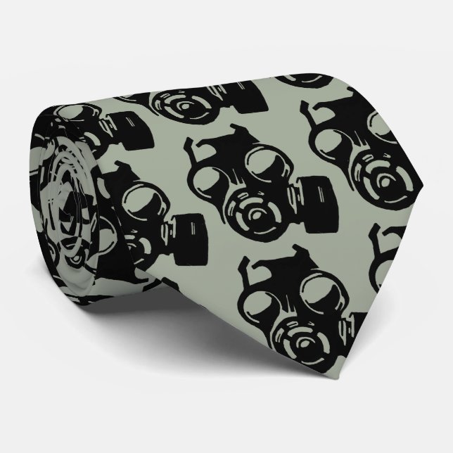 Gas Mask Gasmask Graphic Stencil Tie Necktie (Rolled)