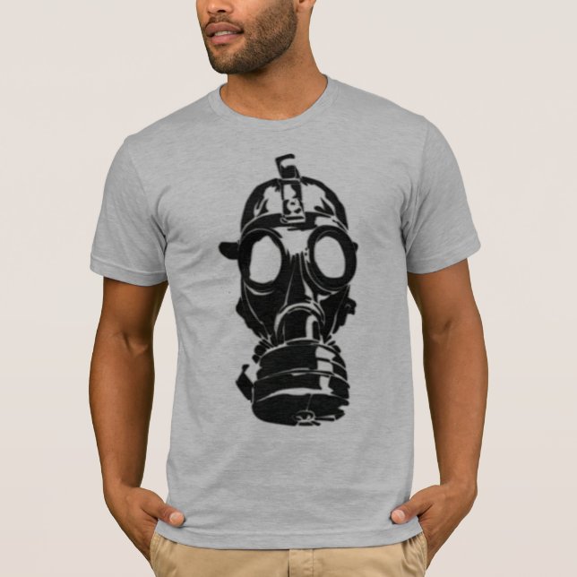 Gas Mask gray semi fitted mens tshirt (Front)