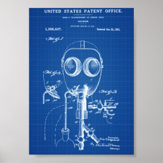 Gas Mask Patent - Blueprint Poster