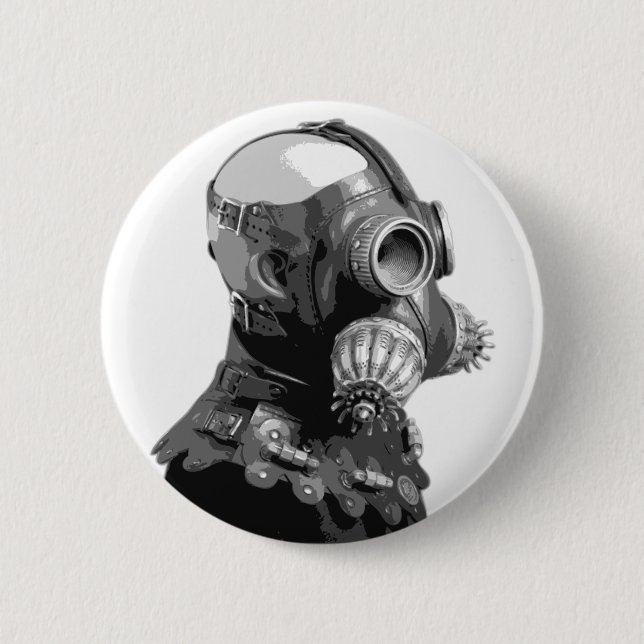 Gas Mask Pinback Button (Front)