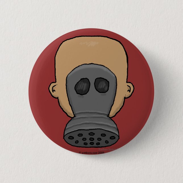 Gas Mask Pinback Button (Front)