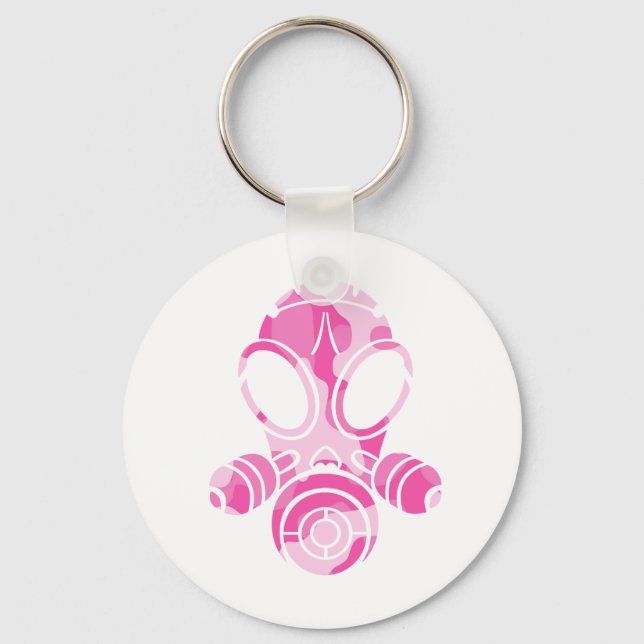 gas mask pink camo keychain (Front)
