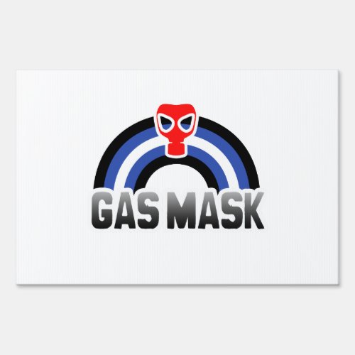 GAS MASK RAINBOW YARD SIGN