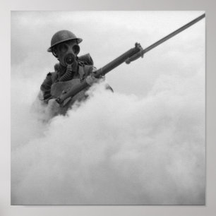 Gas Mask Soldier With Bayoneted Rifle - 1941 Poster