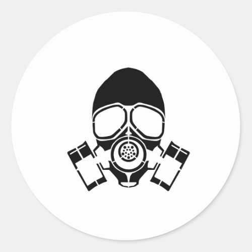 gas mask stencil logo classic round sticker