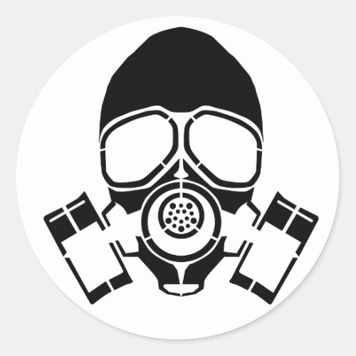 gas mask stencil logo classic round sticker