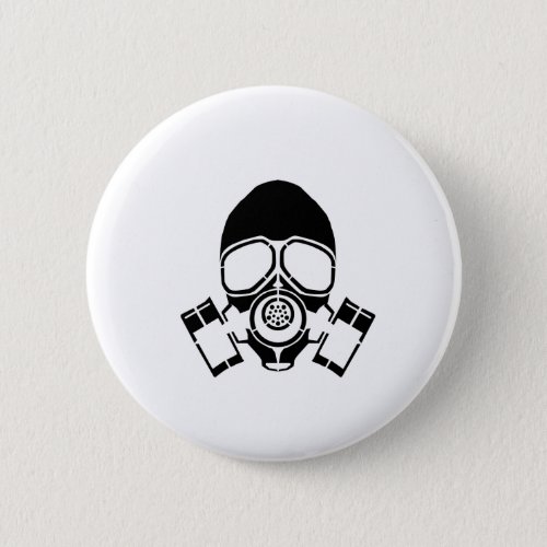 gas mask stencil logo pinback button