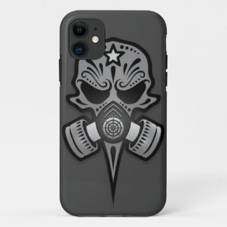 Gas Mask Sugar Skull, Gray iPhone 11 Case
