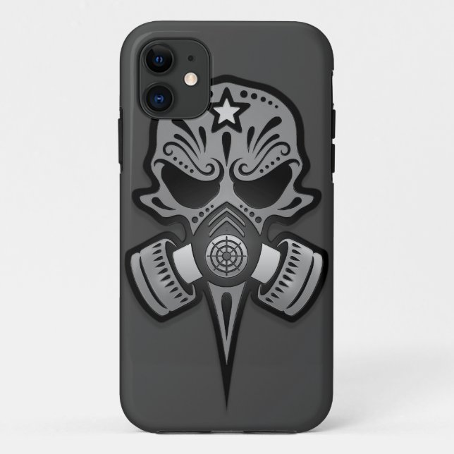 Gas Mask Sugar Skull, Gray Case-Mate iPhone Case (Back)
