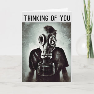 GAS MASK THINKING OF YOU GREETING CARDS