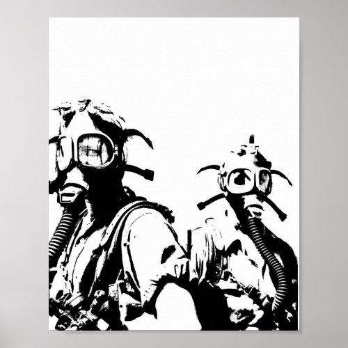 Gas Masks in Black Poster