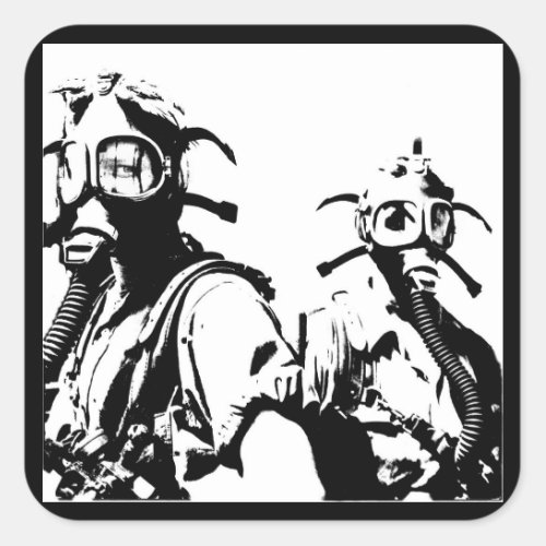 Gas Masks in Black Square Sticker