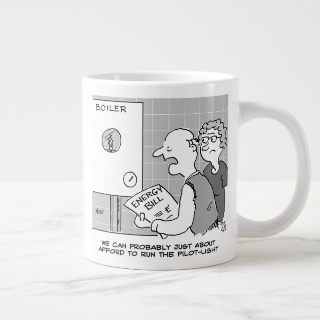 Gas Price Shock Energy Bill and Boiler Pilot Light Giant Coffee Mug (Right)