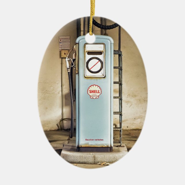 gas-pump ceramic ornament (Front)