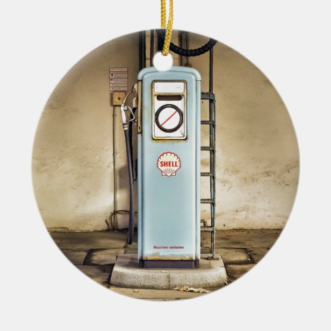 gas-pump ceramic ornament (Front)