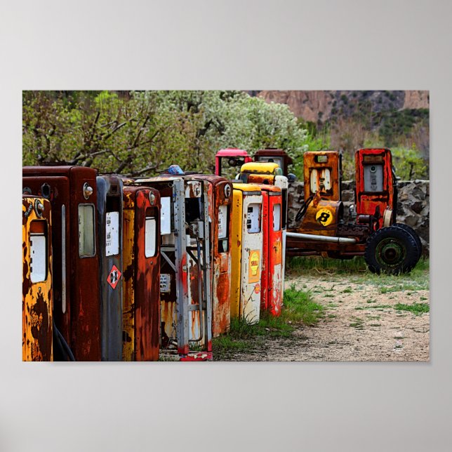 Gas Pump Conga Line in New Mexico Poster (Front)