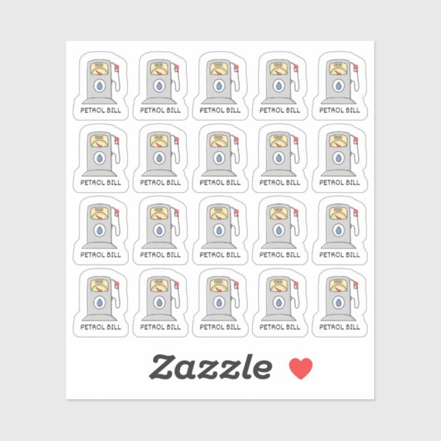 Gas Pump Petrol Bill Tracker Reminder Planner  Sticker (Sheet)