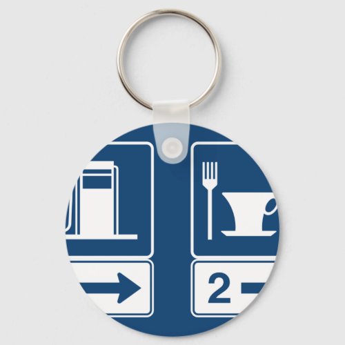 Gas Station And Diner Road Sign Keychain