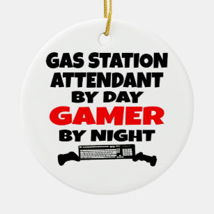 Gas Station Attendant Gamer Ceramic Ornament