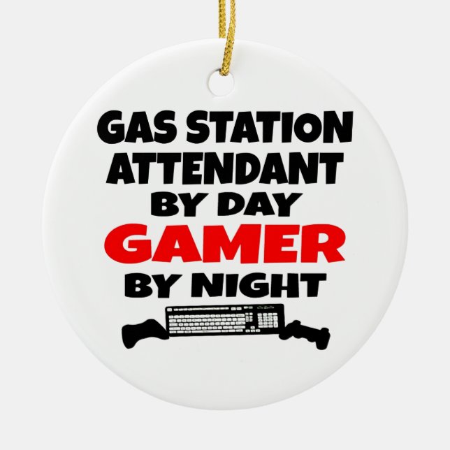 Gas Station Attendant Gamer Ceramic Ornament (Front)
