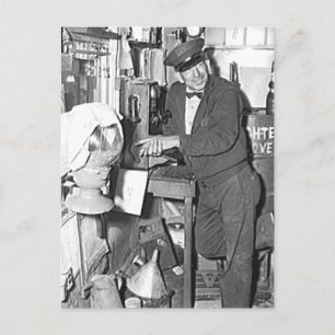 Gas Station Attendant Vintage Millburg Michigan Postcard