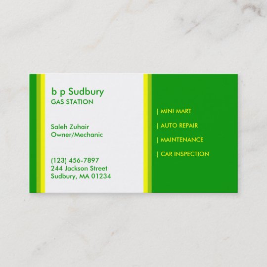 Gas Station Business Card