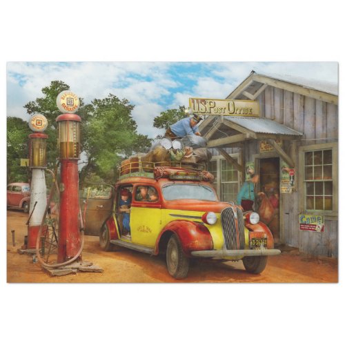 Gas Station _ Fresh delivery to Pie Town 1940 Tissue Paper