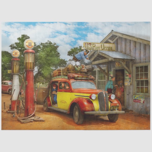 Gas Station - Fresh delivery to Pie Town 1940 Tissue Paper (Front)
