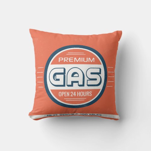 Gas Station Retro Label Designer Accent Pillows