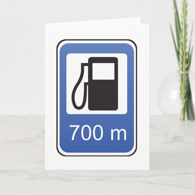 Gas Station Road Sign Greeting Cards (Front)