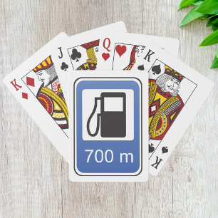 Gas Station Road Sign Playing Cards
