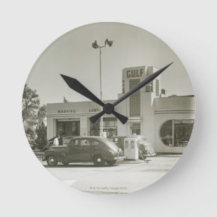Gas Station Round Clock