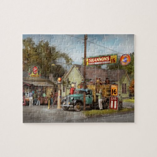 Gas Station _ Shannons super gasolines 1939 Jigsaw Puzzle