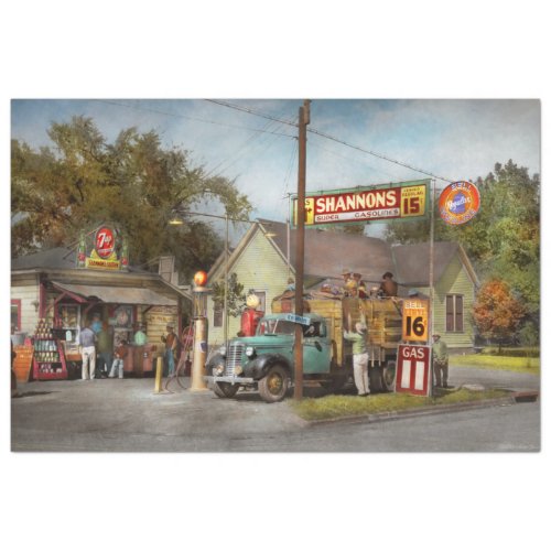 Gas Station _ Shannons super gasolines 1939 Tissue Paper
