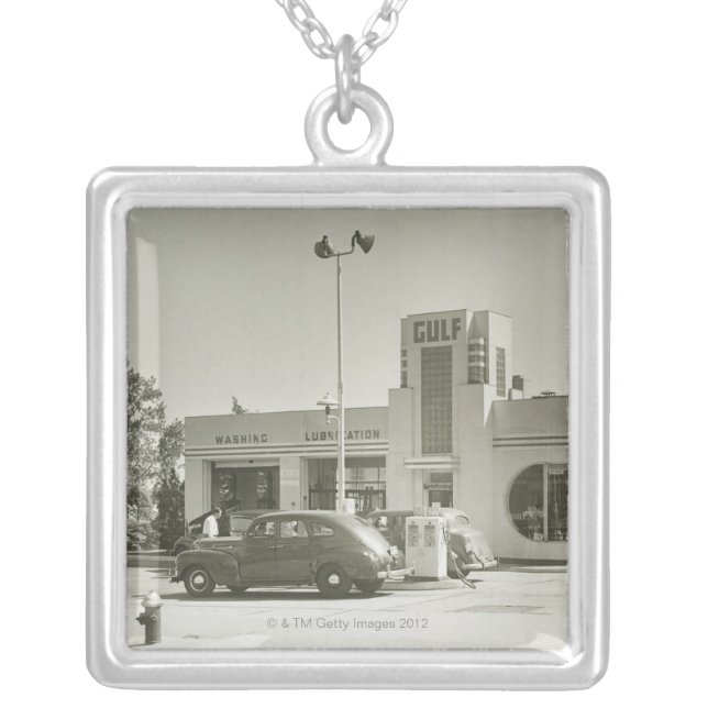 Gas Station Silver Plated Necklace (Front)