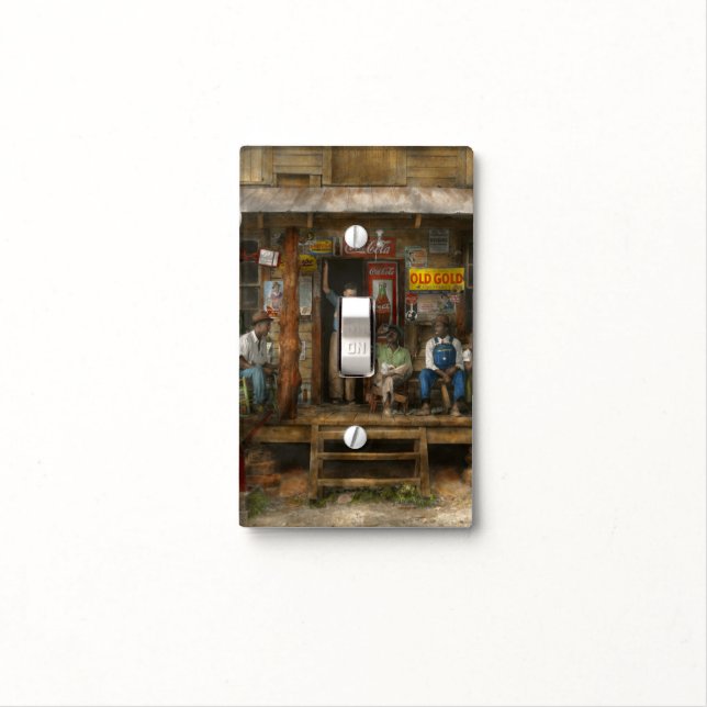 Gas Station - Sunday afternoon - 1939 Light Switch Cover (In Situ)