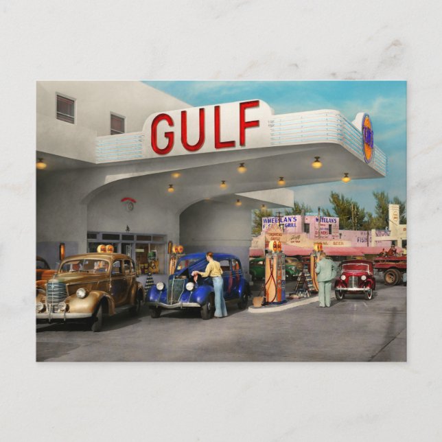 Gas Station - The great american road trip 1939 Postcard (Front)