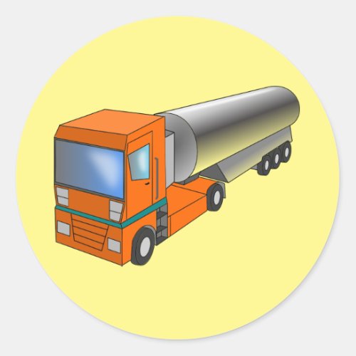 Gas Tanker Truck Heavy Transporter for Kids Classic Round Sticker