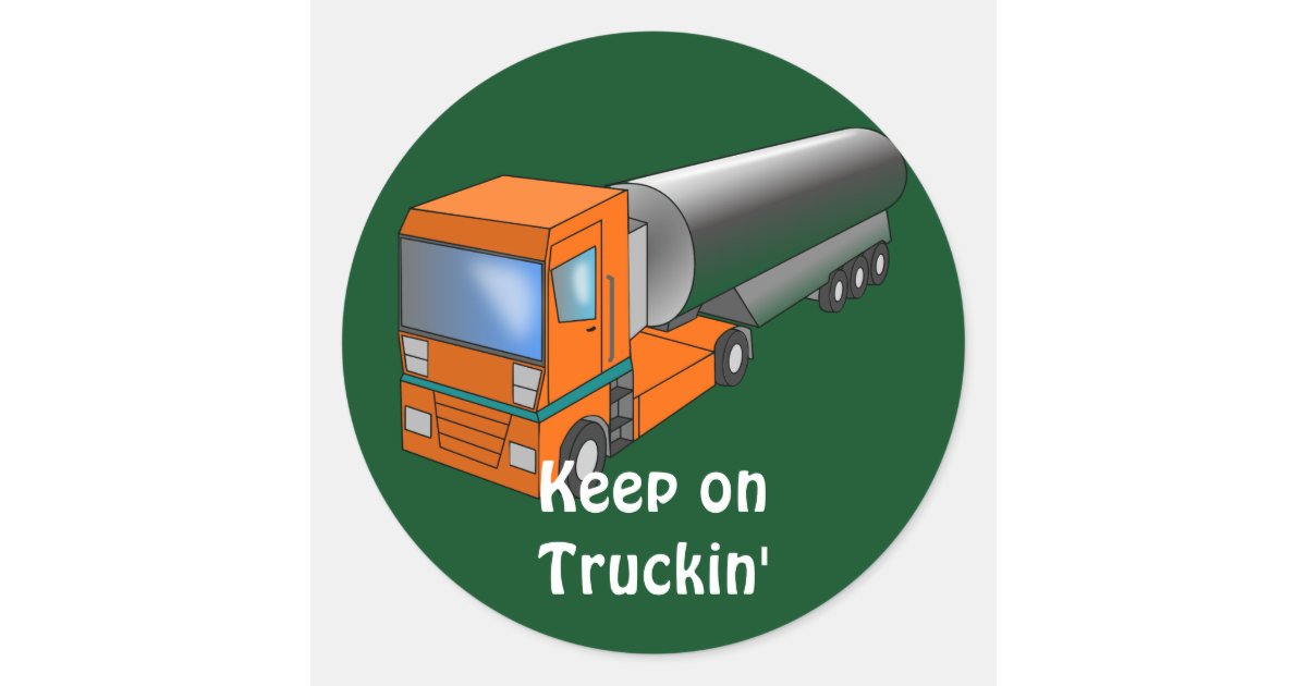 Gas Tanker Truck Heavy Transporter for Kids Classic Round Sticker | Zazzle