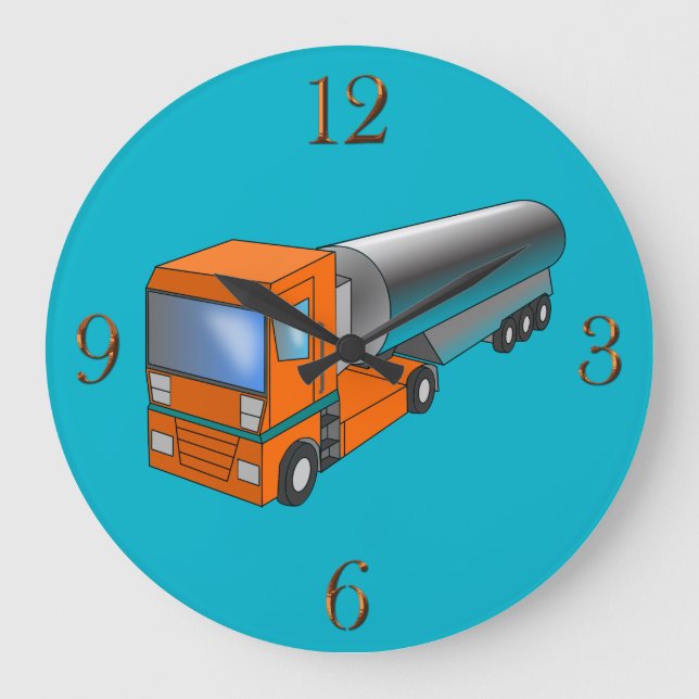 Gas Tanker Truck Heavy Transporter for Kids Large Clock (Front)