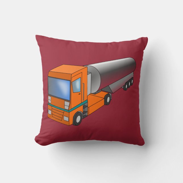 Gas Tanker Truck Heavy Transporter for Kids Throw Pillow (Front)