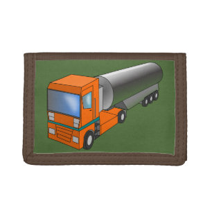 Gas Tanker Truck Heavy Transporter for Kids Trifold Wallet
