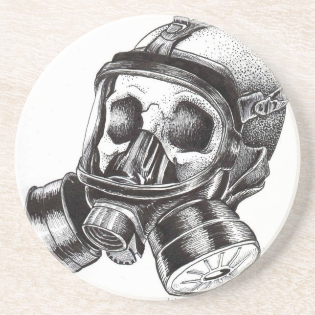 GasMask Sandstone Coaster (Front)